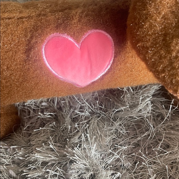 Brown Plush Dog Toy with Pink Heart - Picture 3 of 5